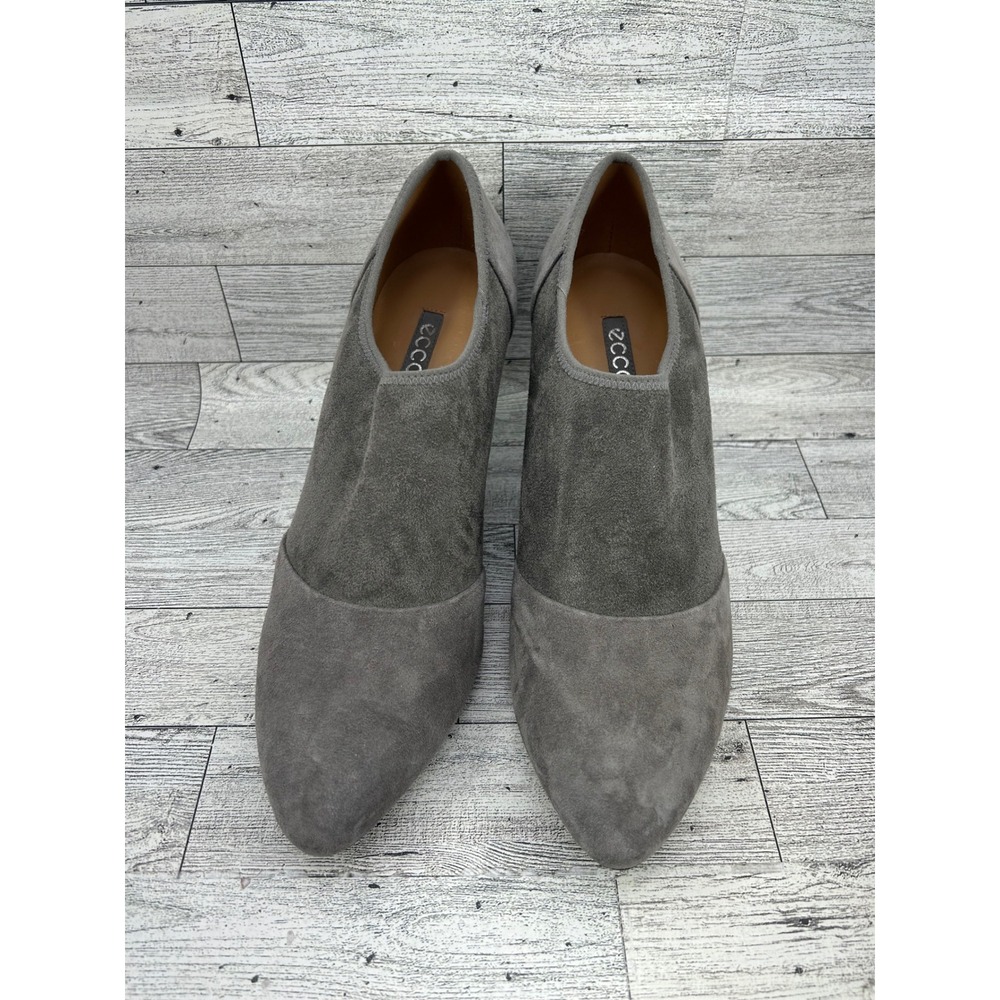 ECCO Shape 75 Grey Suede Pointed Toe Shootie‎ Heels Women Size EU 40 US 9.5